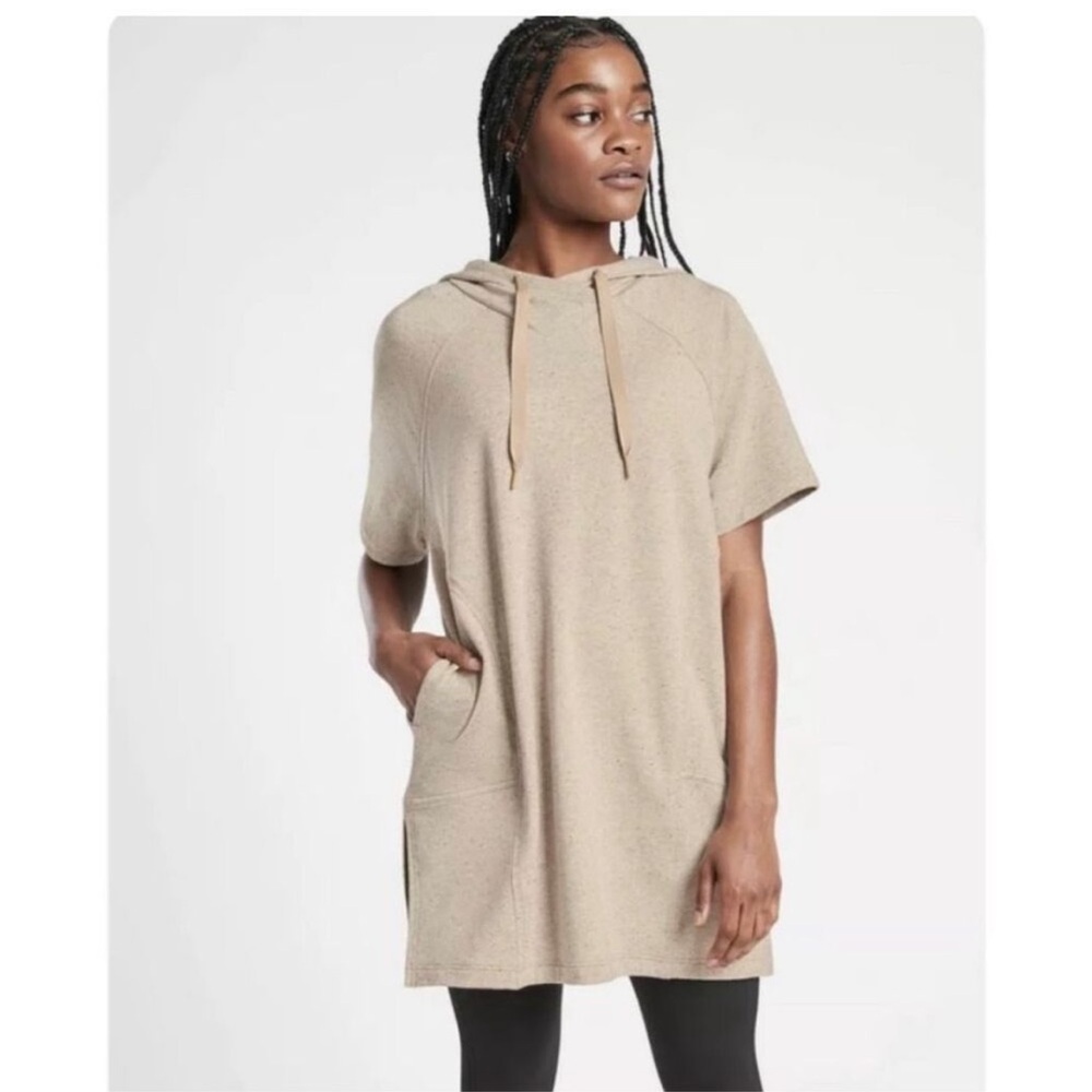 Athleta Cabana Nep Tunic Hoodie Shadow Olive Multi Nep